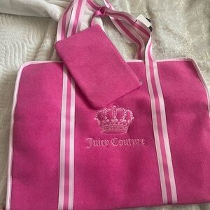 Juicy Couture Pink Beach Tote with Bathing Suit Bag